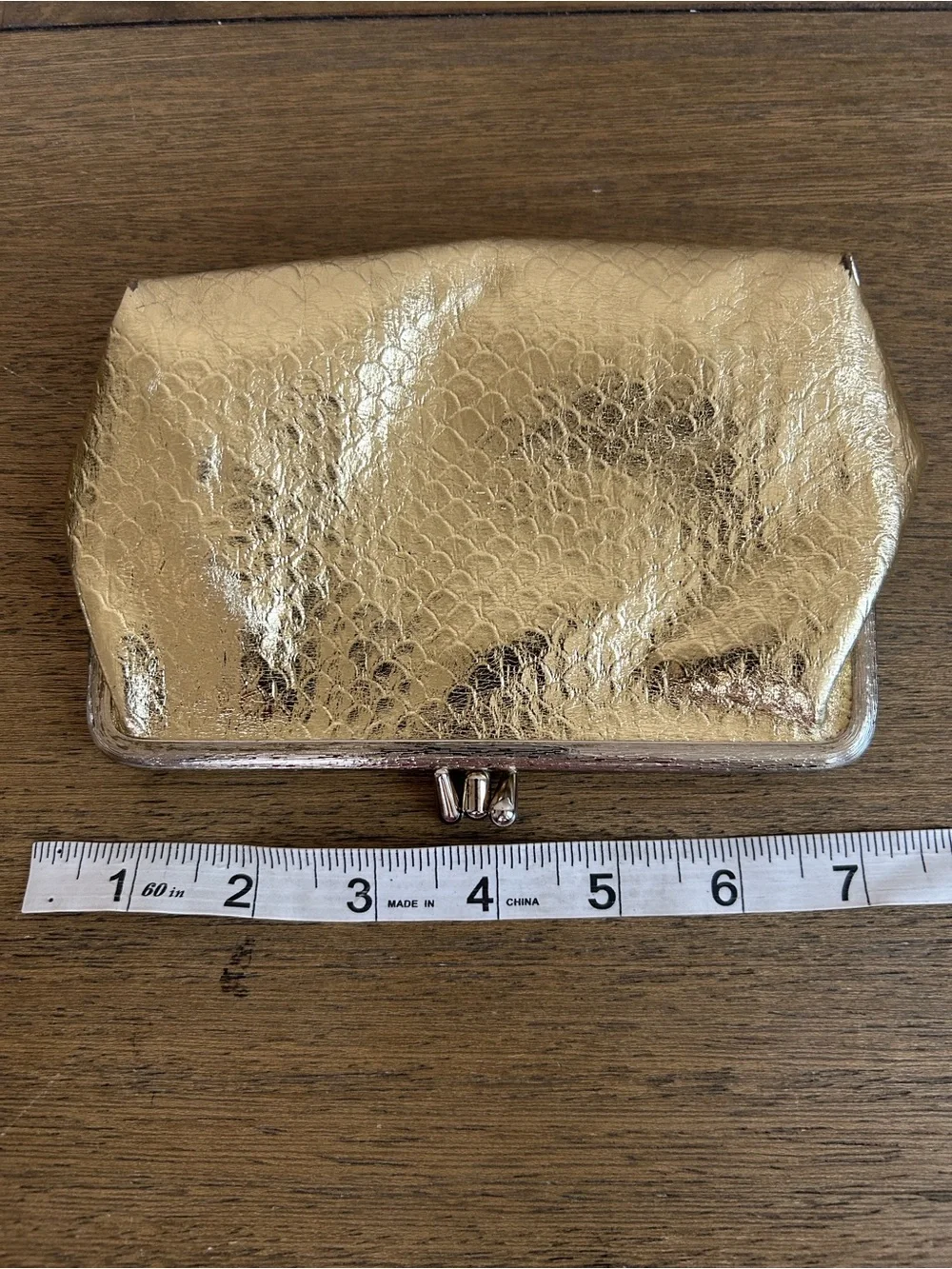 Vintage MCM Celebrity New York Gold Metallic  Clutch Bag. Pink Lined Made in USA